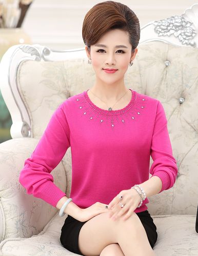 中老年女装短款毛衣长袖冬装40岁50中年妈妈装春秋装打底衫服装30